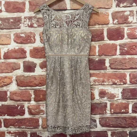 Jenny Yoo Dress Women's 0 Sandstone Floral Lace Event Evening Party Zip Up - Picture 8 of 10